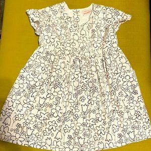 Hanna Andersson black and white floral print cotton dress w lining - EUC - US 5